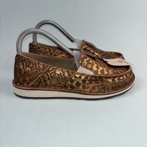 Ariat Women’s Tooled Leather Slip-On Shoes Size 6.5B Brown Western Loafers NWT